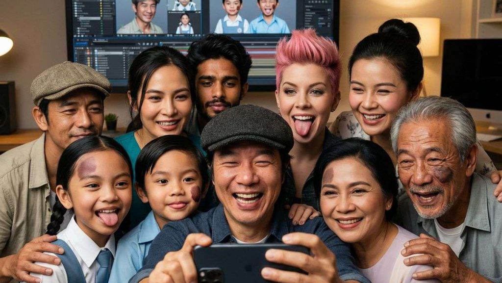 AI Generated image of Daniel Yam, Director of Thank You, Mr Wonderful, with his AI Cast